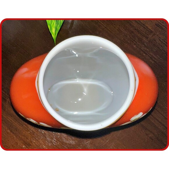 Burnt-Orange Milk Glass Vase w/ Dogwood Flower Pattern by Deluxe Inc USA - Picture 2 of 5